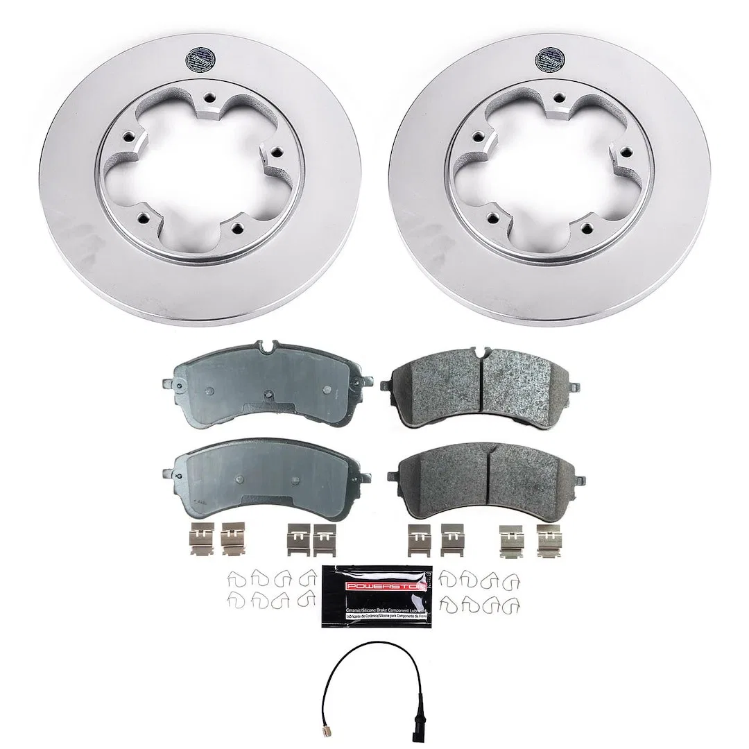 KOE9057 – POWERSTOP Brake Kit, Ceramic Pads 308 Millimeter Solid Front Non-Coated Rotor With Rotors/ Brake Pads/ Stai...